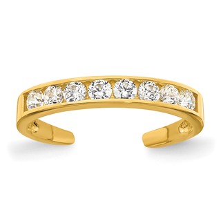 10k Polished Channel-set White CZ Toe Ring