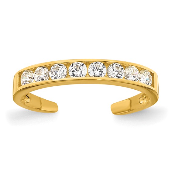 10k Polished Channel-set White CZ Toe Ring