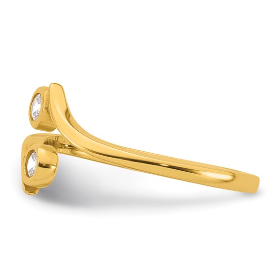 10k Polished Bezel-set White CZ Bypass Toe Ring