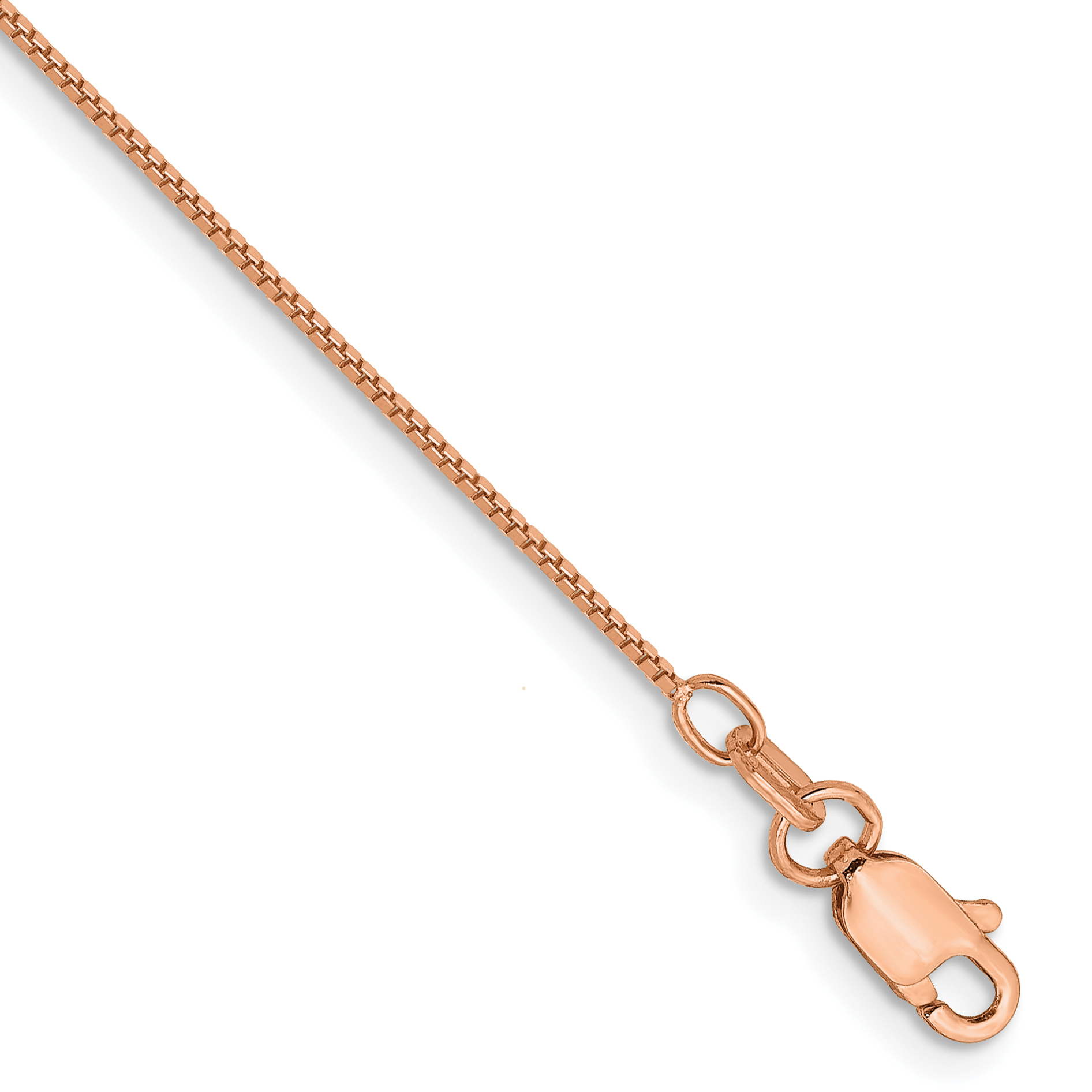 10k Rose Gold .70mm Box Chain Anklet (10RSC1-10)