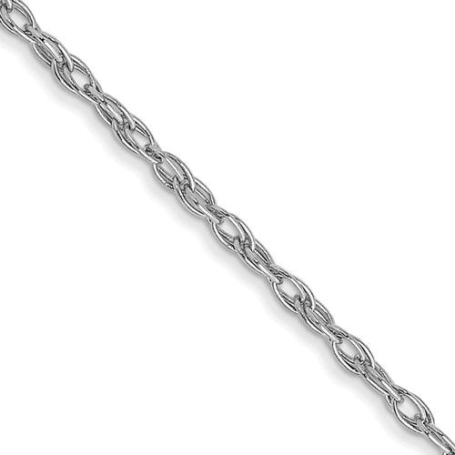 14K White Gold 16 inch Carded 1.35mm Cable Rope with Spring Ring Clasp Chain
