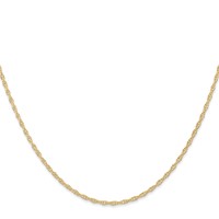 14K Yellow Gold Carded 1.35mm Cable Rope Chain with Spring Ring Clasp, 16" view 2