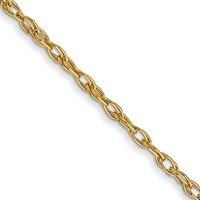 14K Yellow Gold Carded 1.35mm Cable Rope Chain with Spring Ring Clasp, 16" view 1
