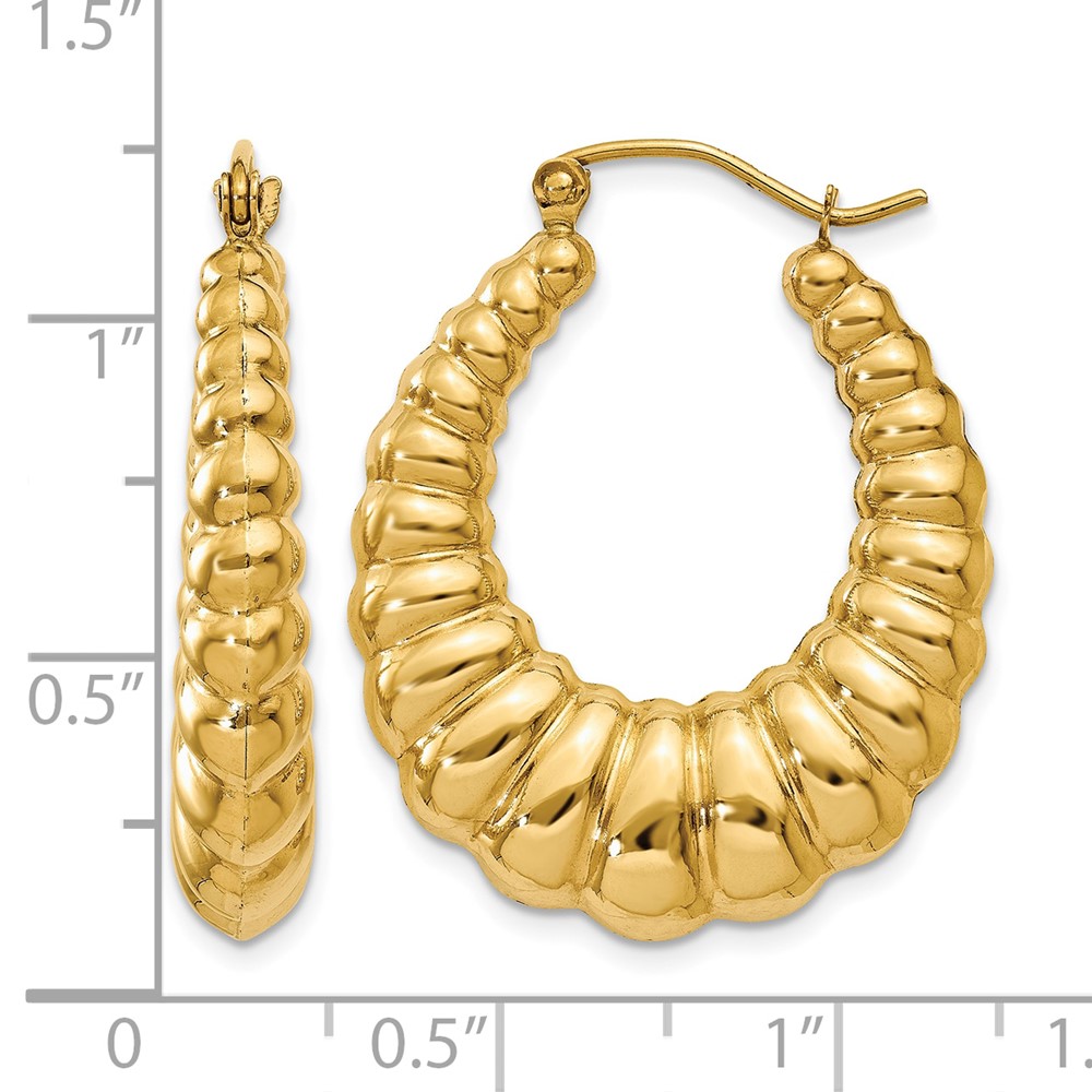10k Polished Scalloped Hoop Earrings (10S1502)