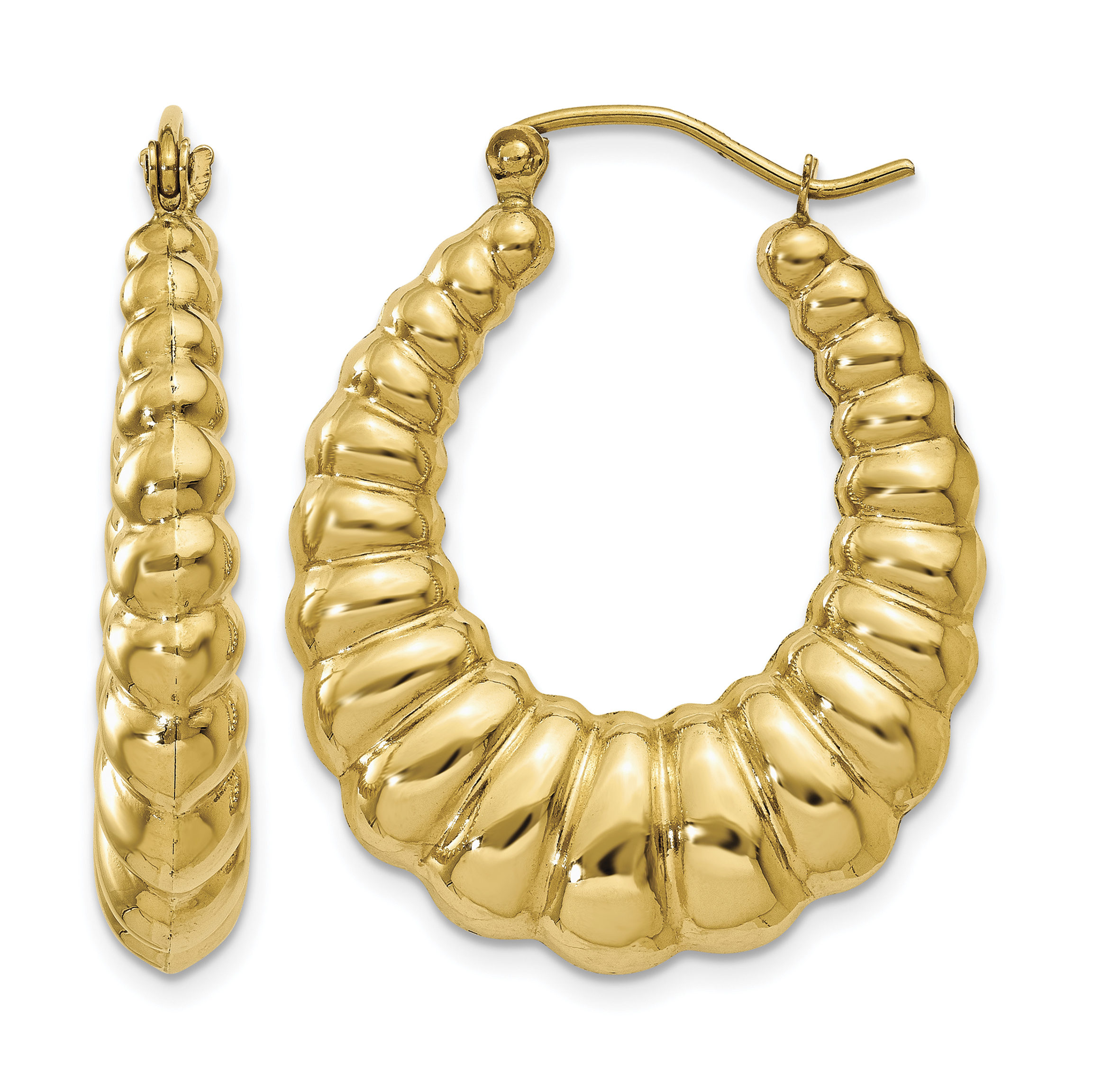 10k Polished Scalloped Hoop Earrings (10S1502)
