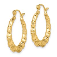 10K Yellow Gold Polished Hollow Classic Earrings view 2