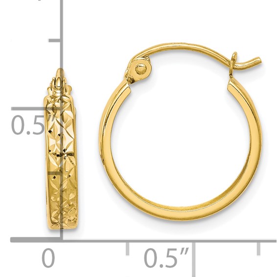 10K D/C Square Tube Hoop Earrings