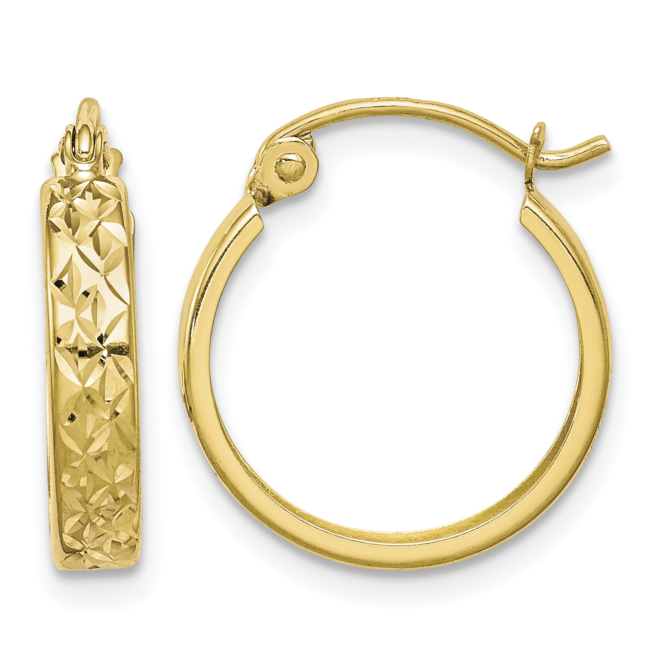 10K D/C Square Tube Hoop Earrings (10S69)