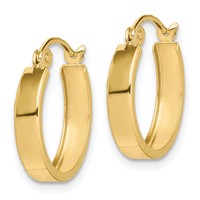 10K Yellow Gold Square Tube Hoop Earrings view 2