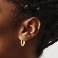 10K Yellow Gold Square Tube Hoop Earrings view 3