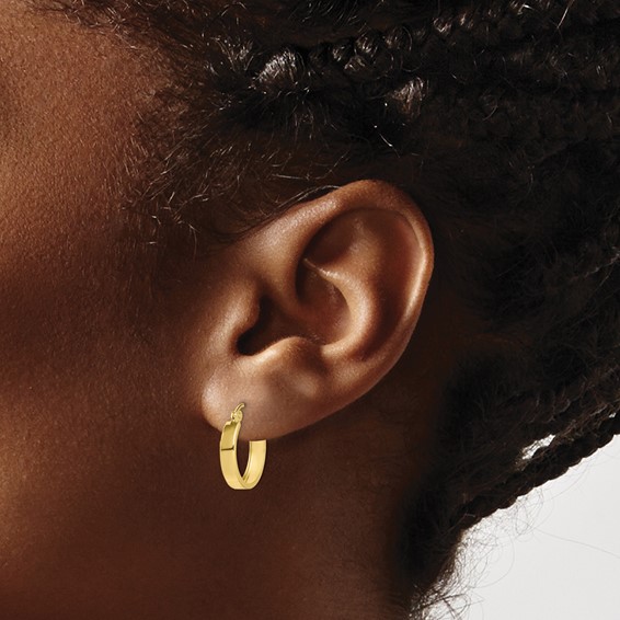 Gold Flat Square Tube Hoop Earrings