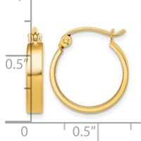 10K Yellow Gold Square Tube Hoop Earrings view 4