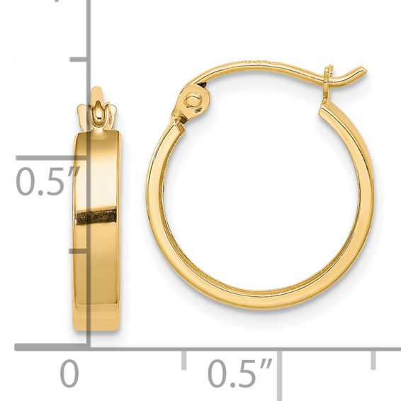 Gold Flat Square Tube Hoop Earrings