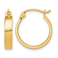 10K Yellow Gold Square Tube Hoop Earrings view 1