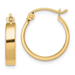 Gold Flat Square Tube Hoop Earrings