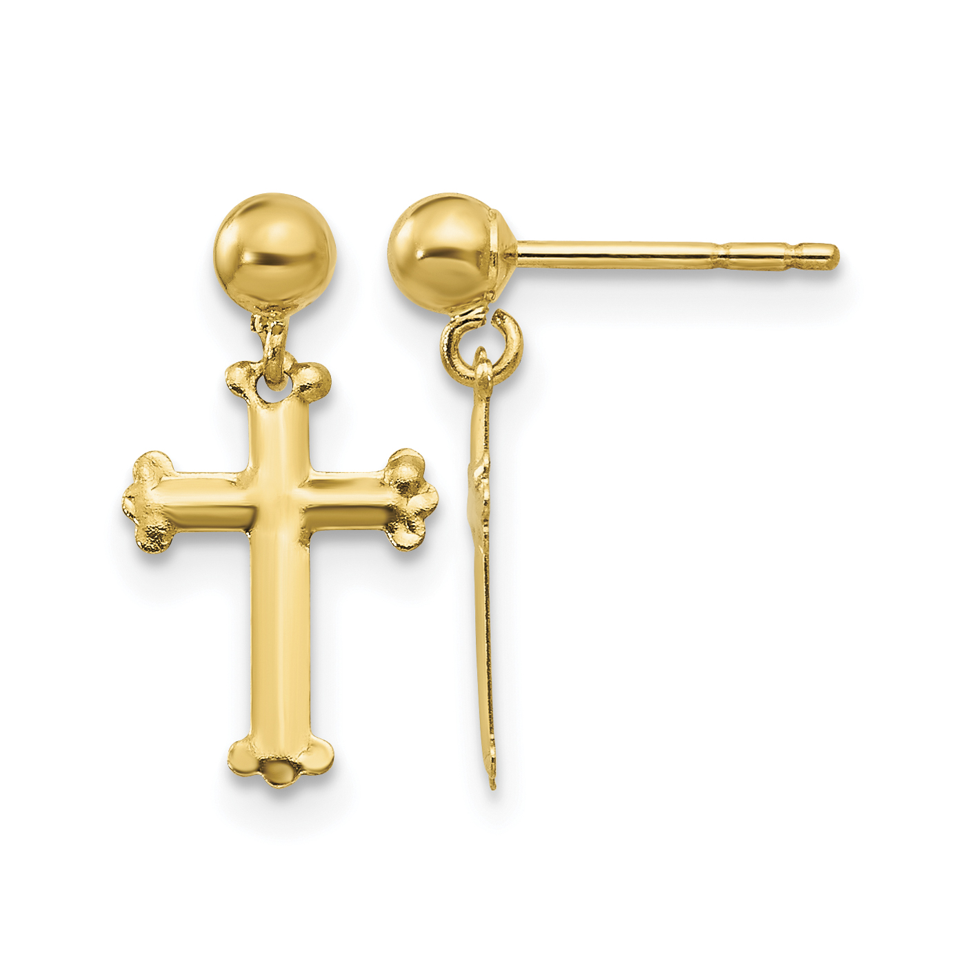 10K Cross Dangle Post Earrings (10SE2348)