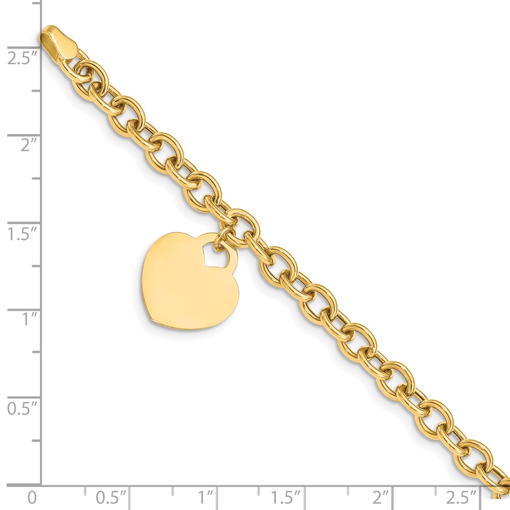 10k Heart Charm Hollow Bracelet (10SF1510-7.25)