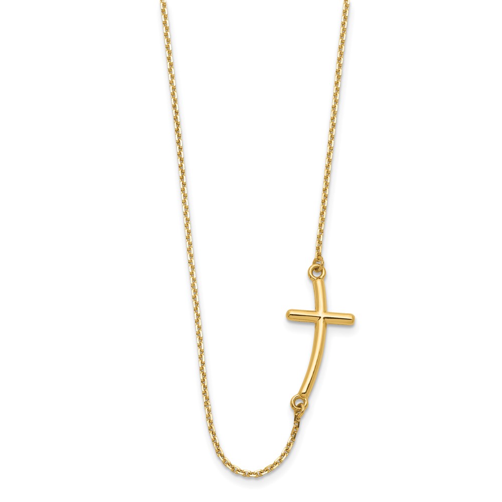 10k Large Sideways Curved Cross Necklace (10SF2082-19)