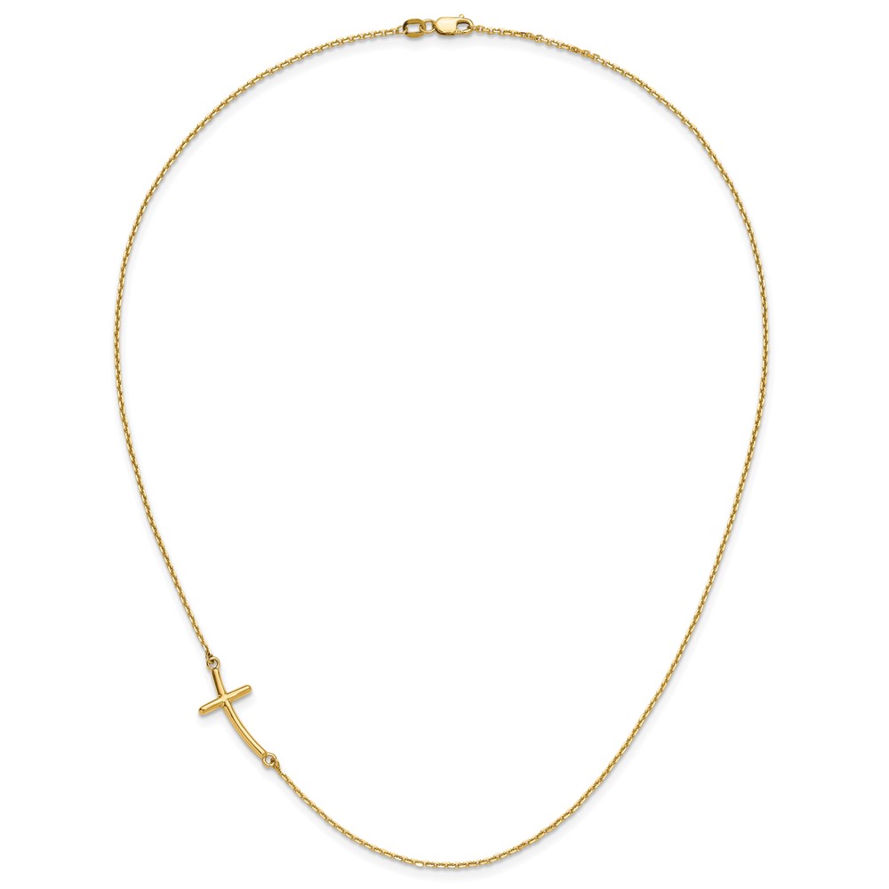 10k Large Sideways Curved Cross Necklace (10SF2082-19)