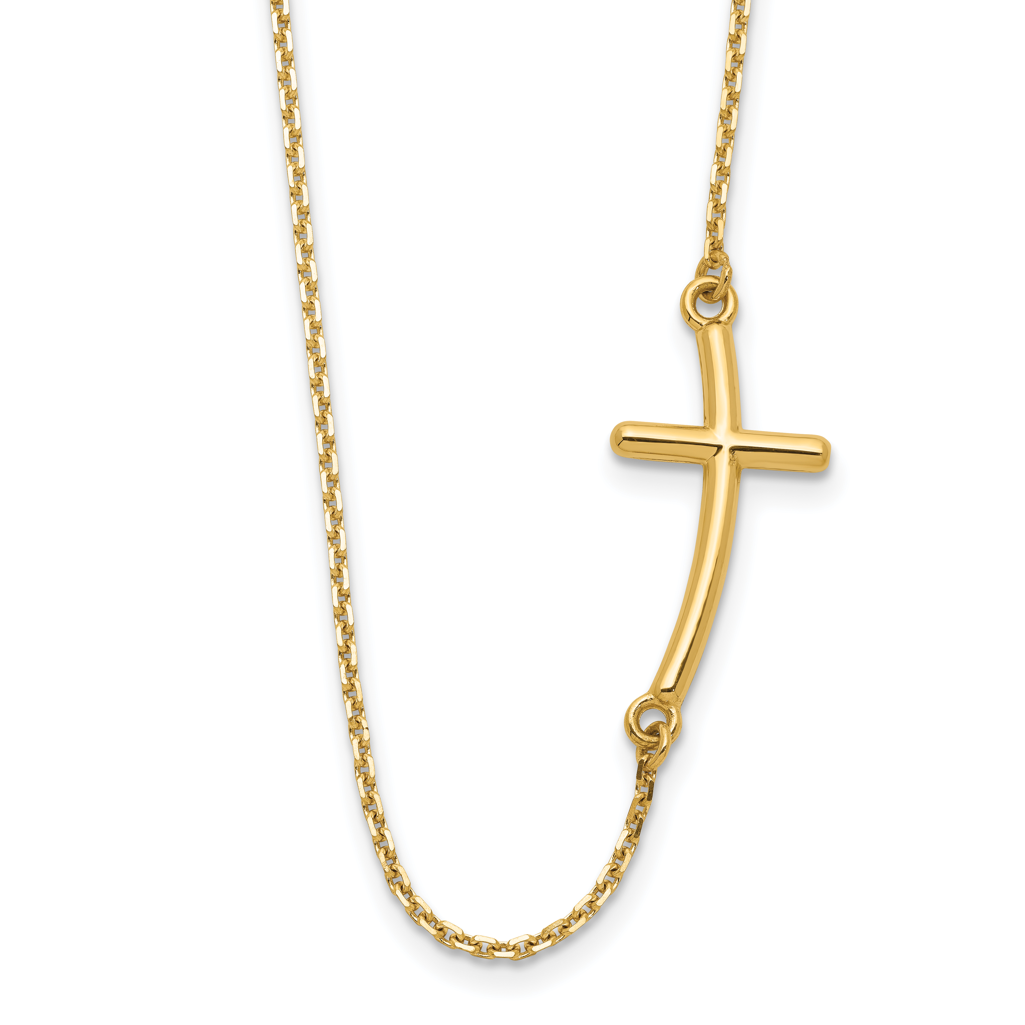 10k Large Sideways Curved Cross Necklace (10SF2082-19)