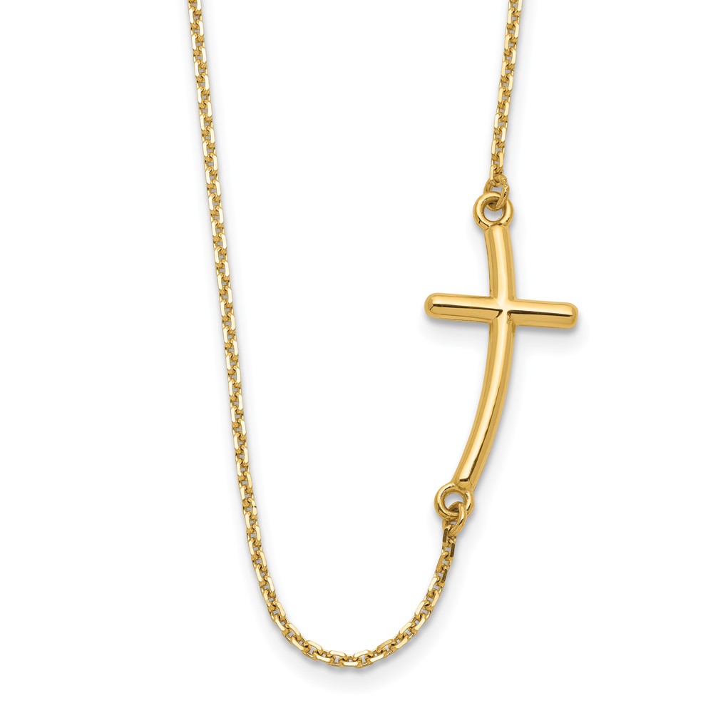10k Large Sideways Curved Cross Necklace (10SF2082-19)