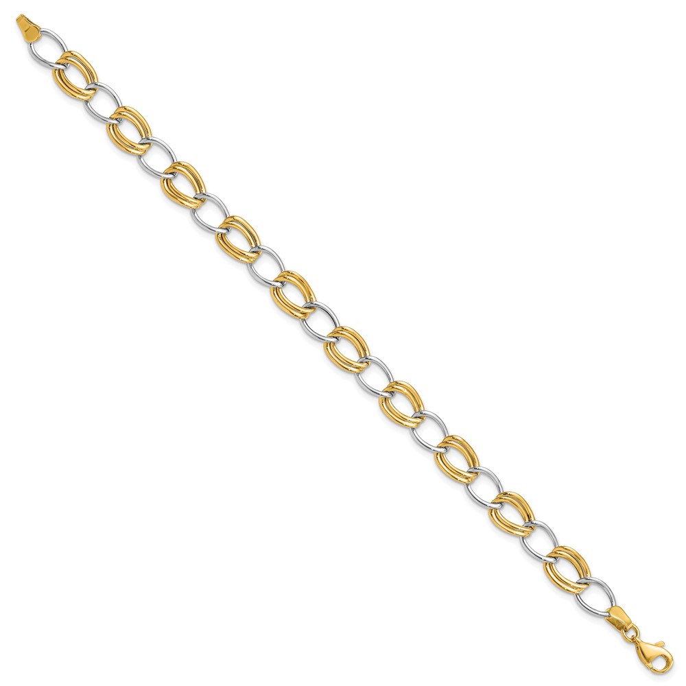 10K Two-Tone Polished Open Link Bracelet (10SF2140-7.5)