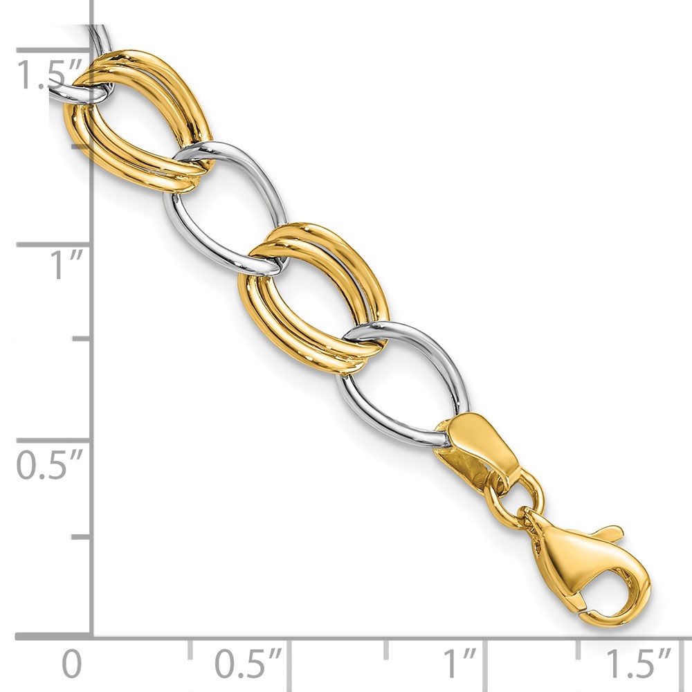 10K Two-Tone Polished Open Link Bracelet (10SF2140-7.5)