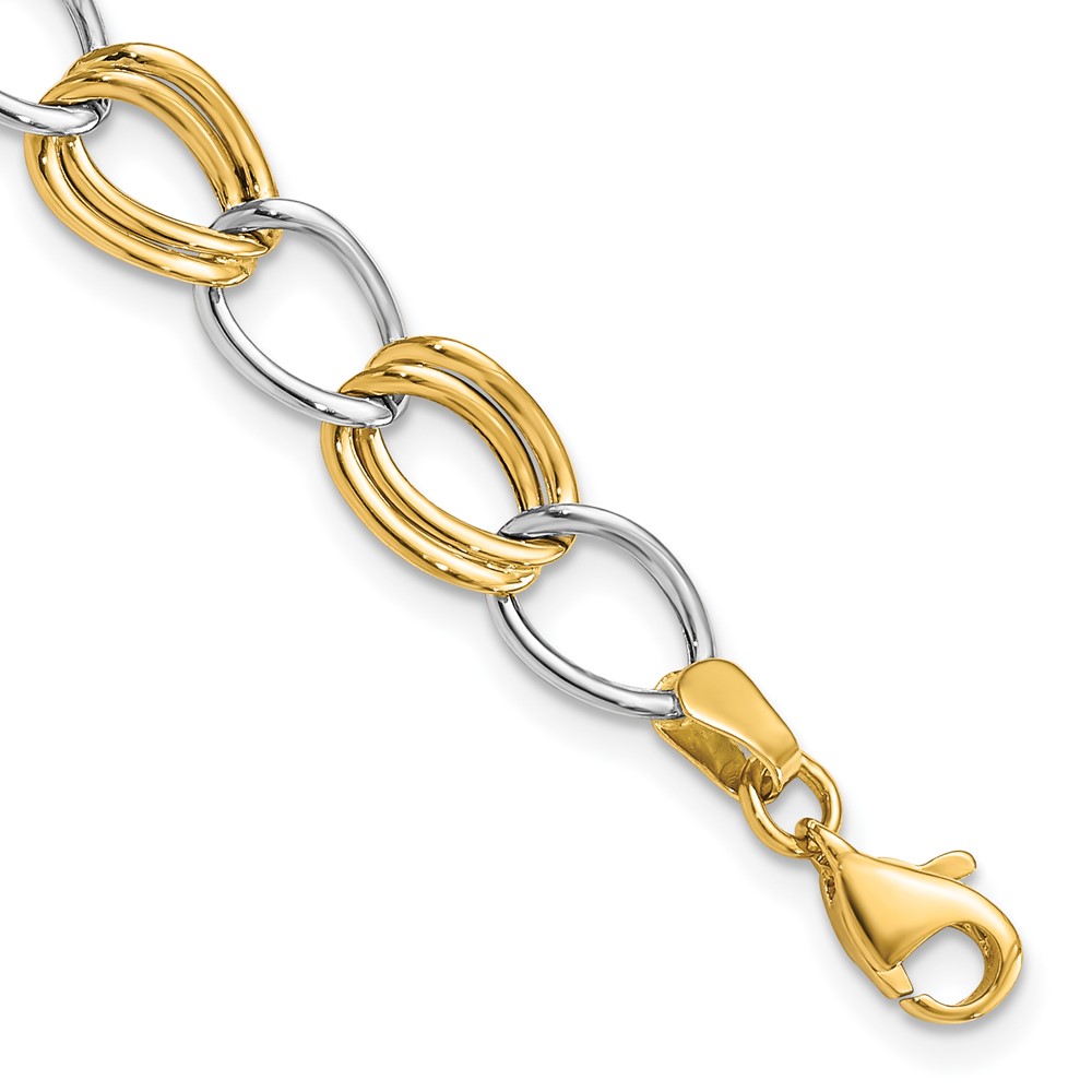 10K Two-Tone Polished Open Link Bracelet (10SF2140-7.5)