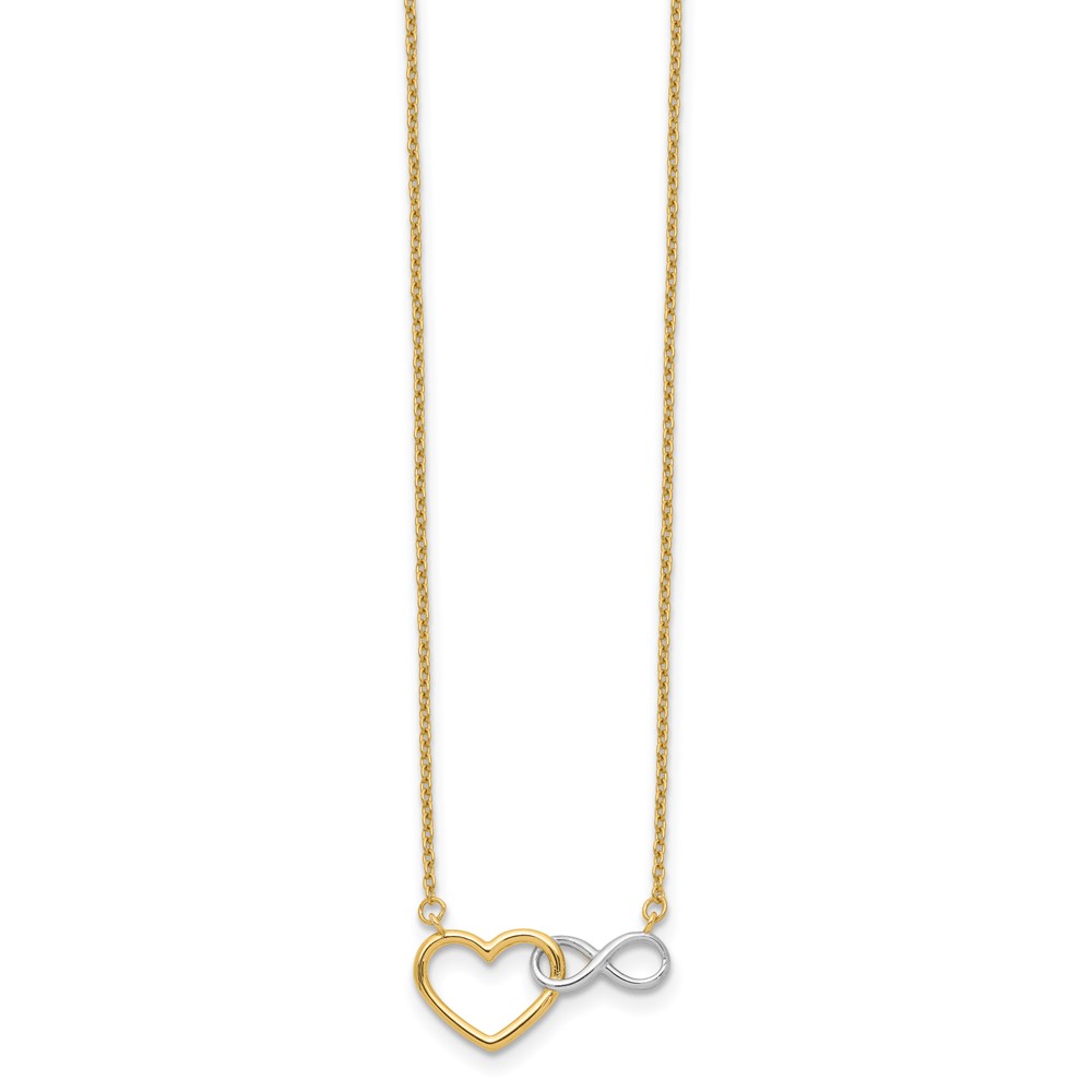 10kY & White Rhodium Heart with Infinity Symbol Necklace (10SF2649-17)