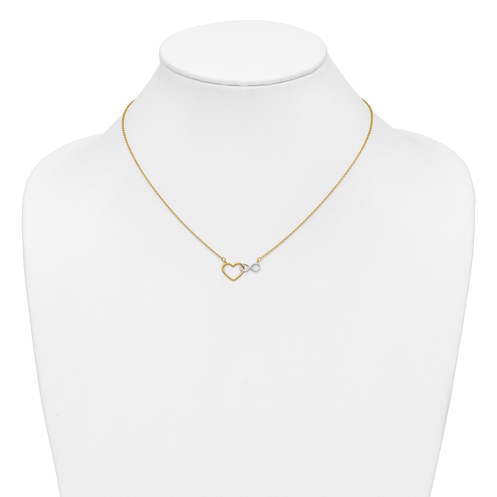 10kY & White Rhodium Heart with Infinity Symbol Necklace (10SF2649-17)