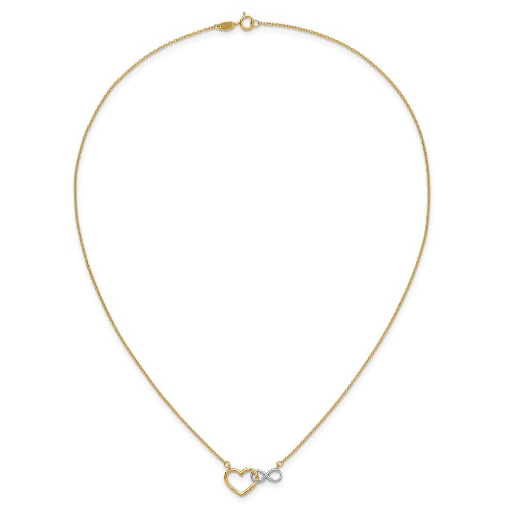10kY & White Rhodium Heart with Infinity Symbol Necklace (10SF2649-17)