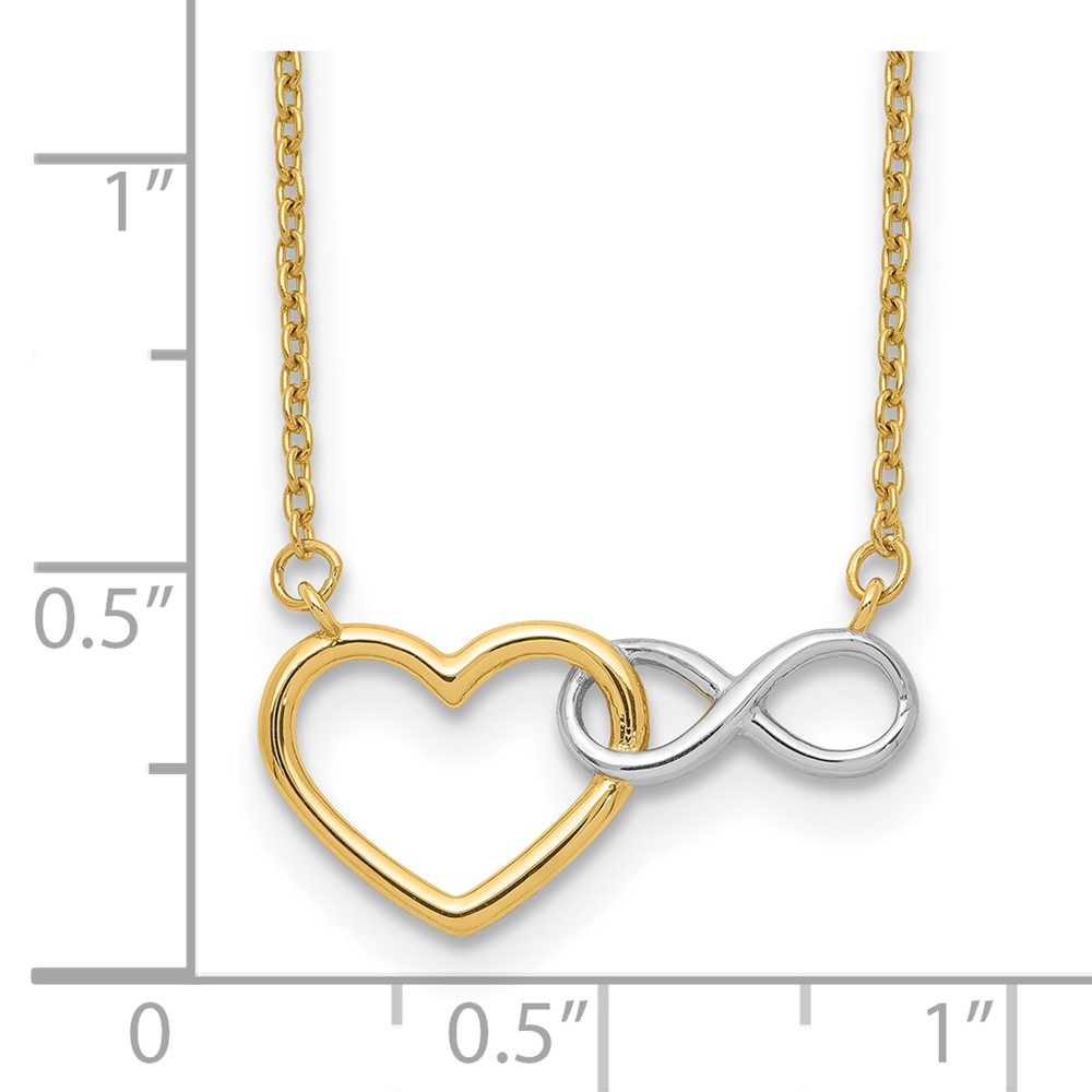10kY & White Rhodium Heart with Infinity Symbol Necklace (10SF2649-17)