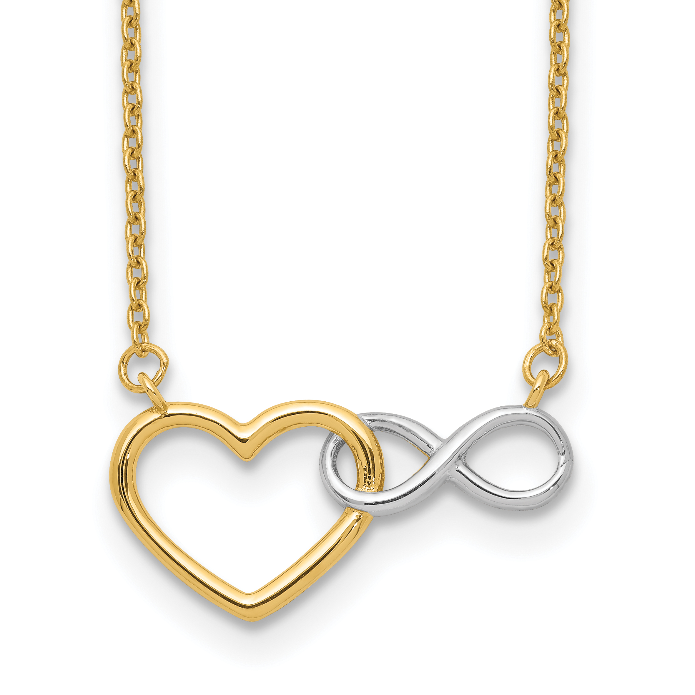 10kY & White Rhodium Heart with Infinity Symbol Necklace (10SF2649-17)