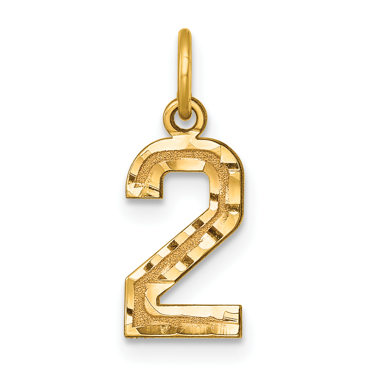10ky Casted Small Diamond-cut Number 2 Charm (10SN02)