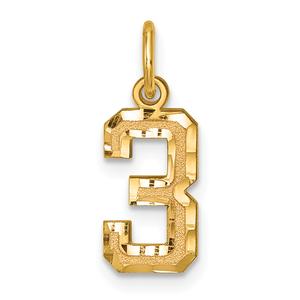 10ky Casted Small Diamond-cut Number 3 Charm (10SN03)