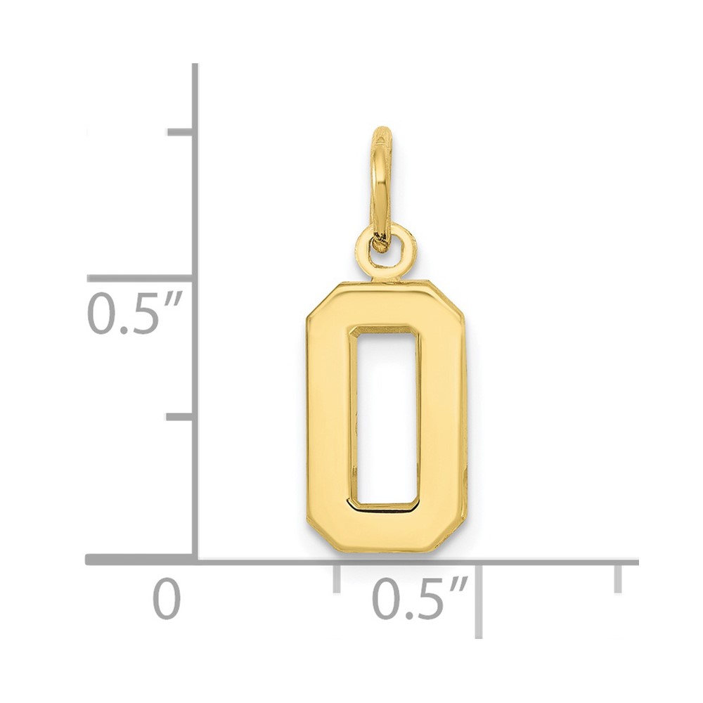 10k Small Polished Number 0 Charm (10SP00)