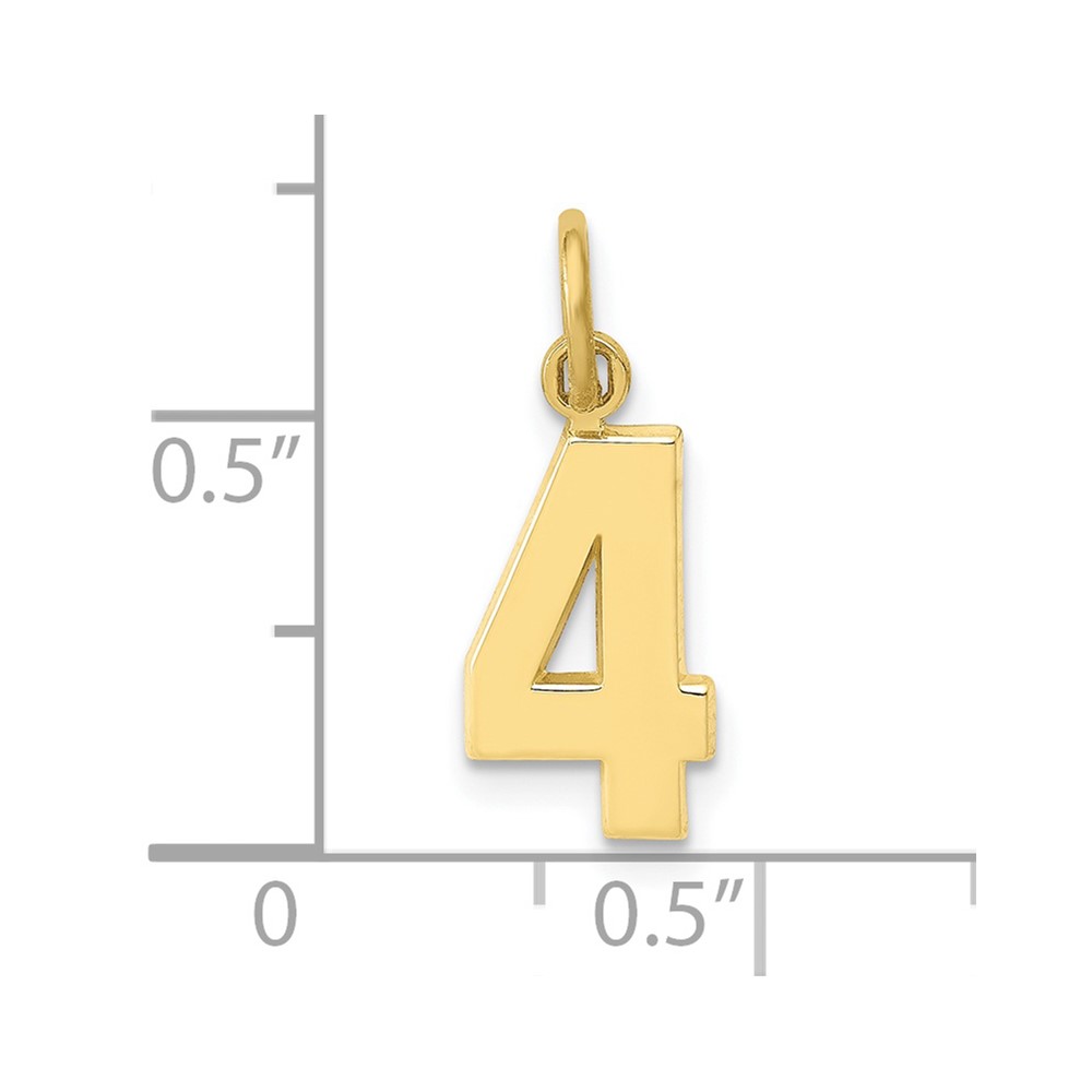10k Small Polished Number 4 Charm (10SP04)