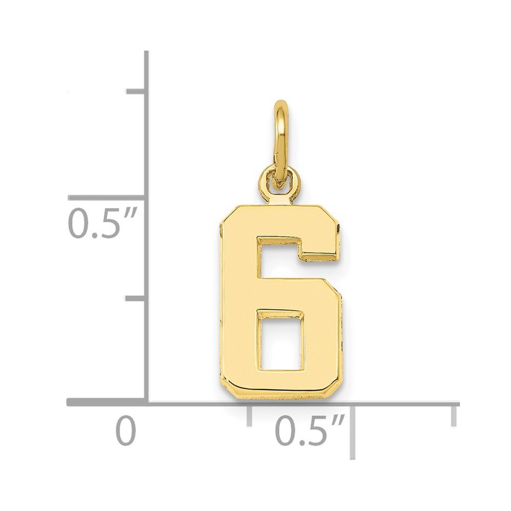 10k Small Polished Number 6 Charm (10SP06)