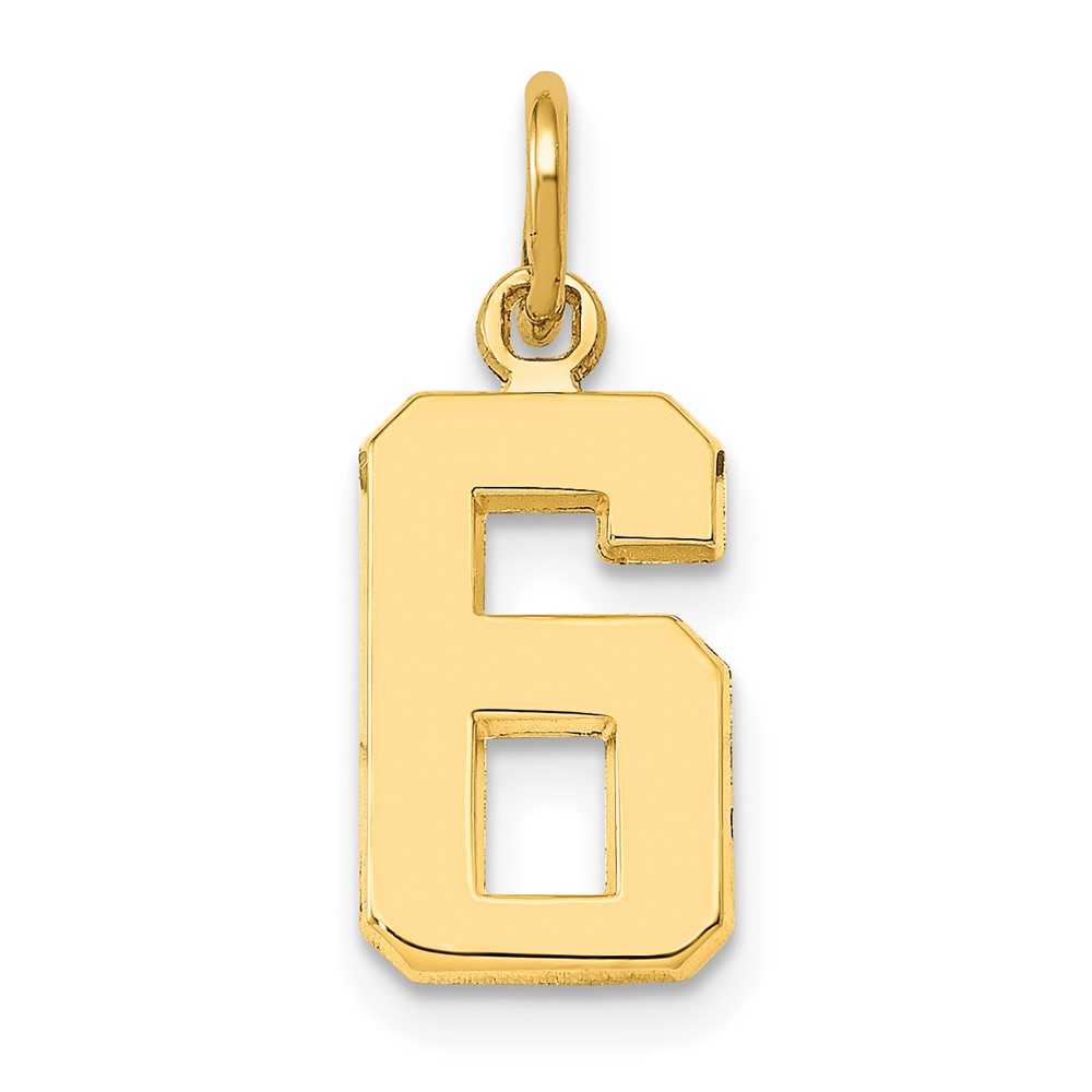 10k Small Polished Number 6 Charm (10SP06)