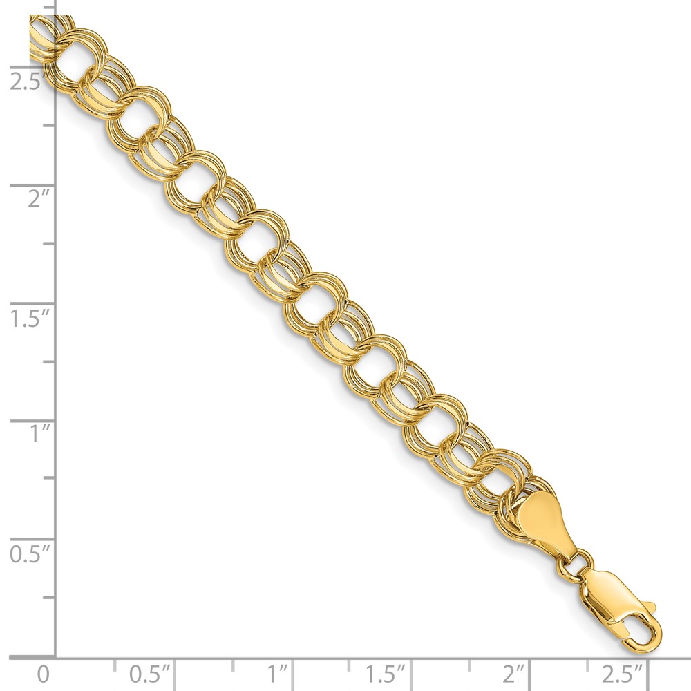 10k Lite 7mm Triple Link Charm Bracelet (10SST1-7.25)