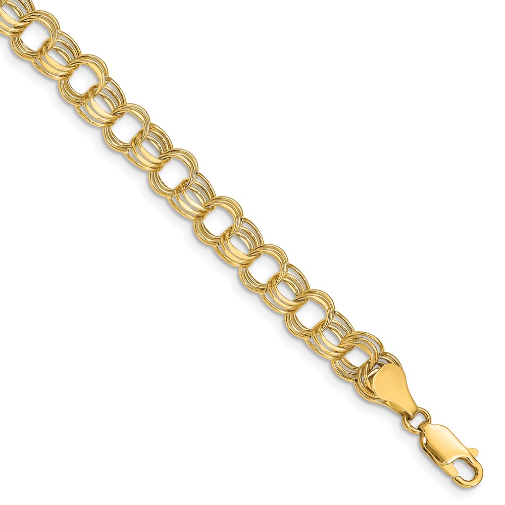 10k Lite 7mm Triple Link Charm Bracelet (10SST1-7.25)