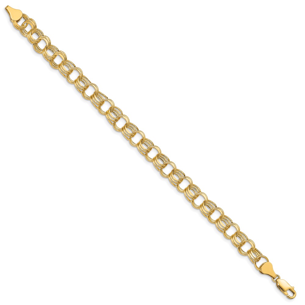 10k Lite 8mm Triple Link Charm Bracelet (10SST2-8.25)
