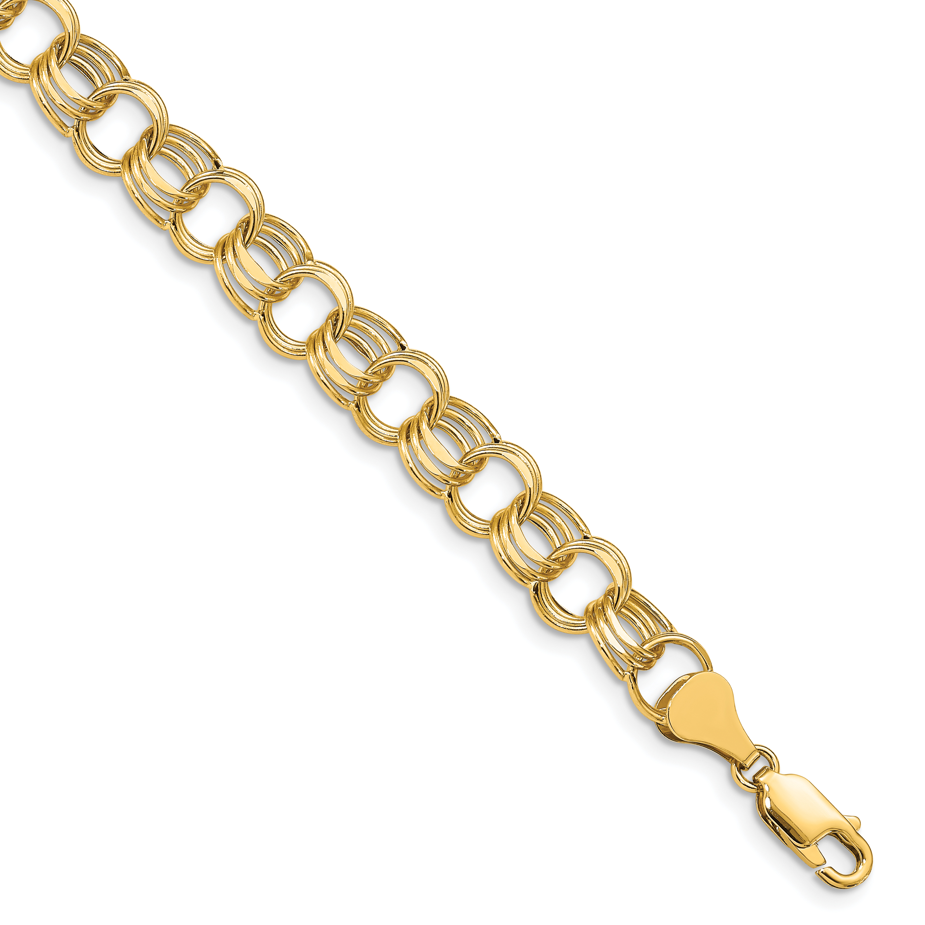 10k Lite 8mm Triple Link Charm Bracelet (10SST2-8.25)