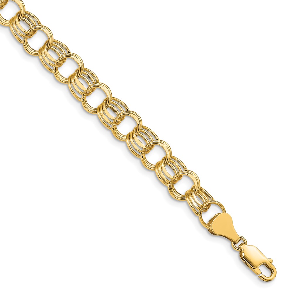 10k Lite 8mm Triple Link Charm Bracelet (10SST2-8.25)