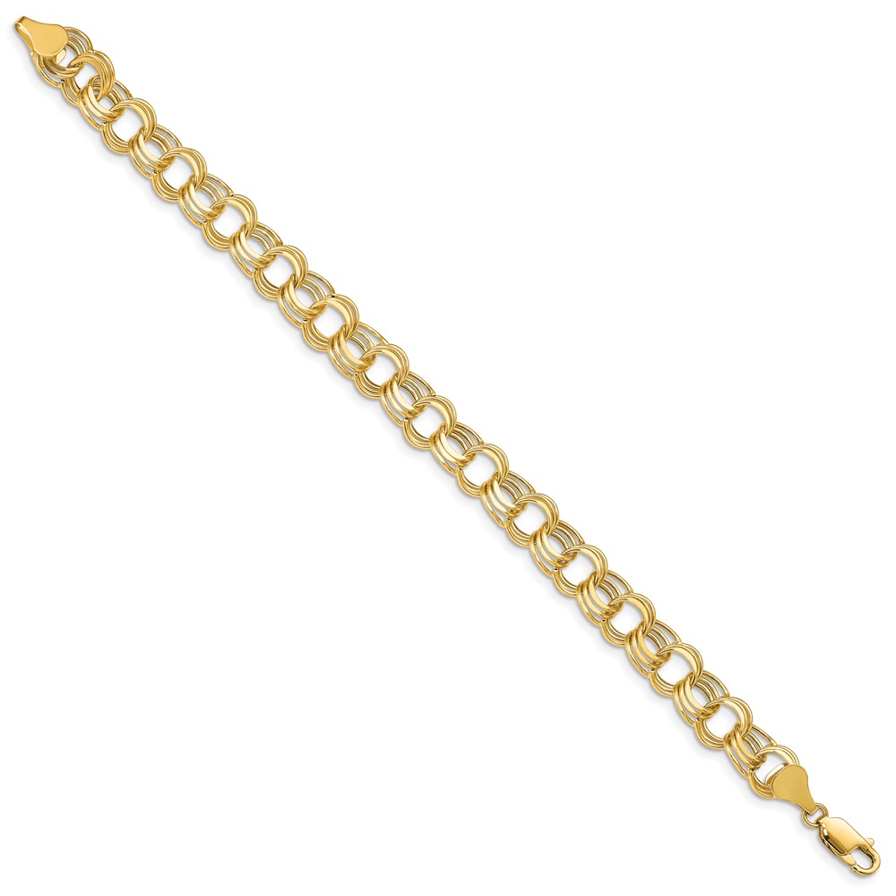 10k Lite 8.5mm Triple Link Charm Bracelet (10SST3-7)