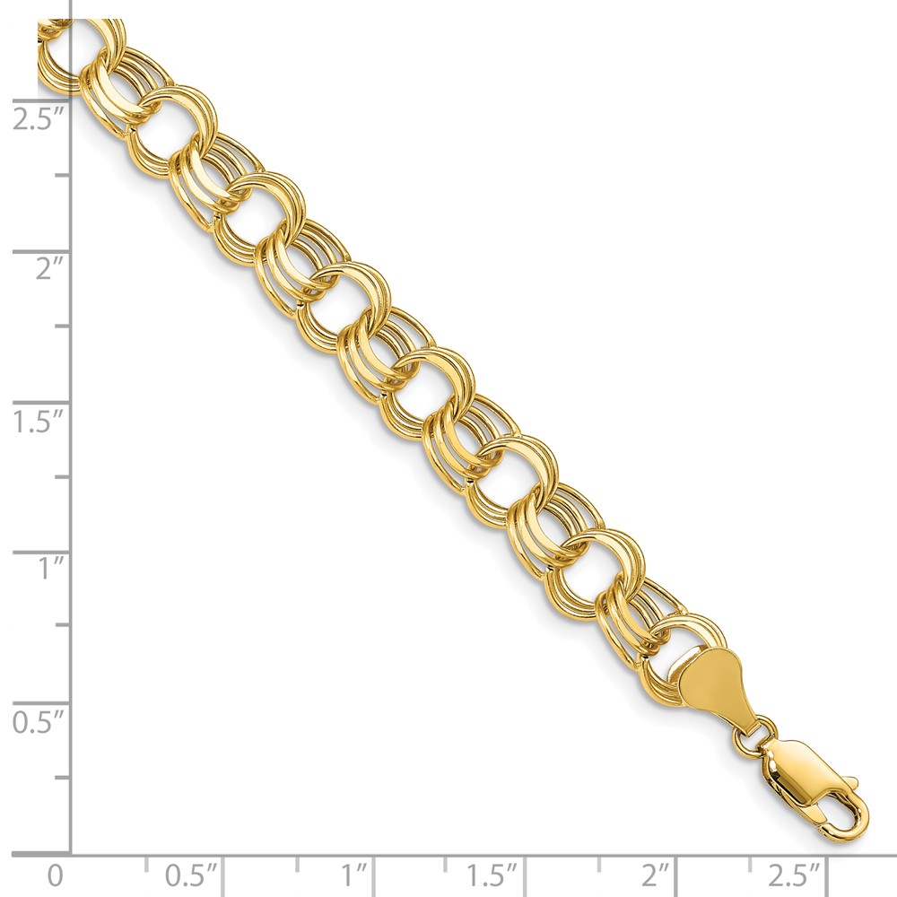 10k Lite 8.5mm Triple Link Charm Bracelet (10SST3-7)