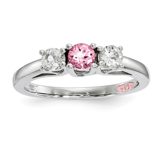 Survivor Collection 10K White Gold Clear Pink Topaz Pamela Ring