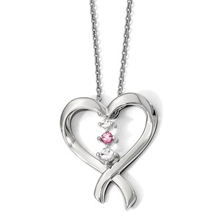 10k White Gold Clear & Pink Topaz Tara w/2in ext Necklace