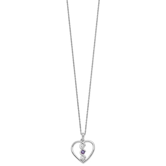 10kw Clear & Purple Topaz Heart of Inspiration w/2in ext Necklace