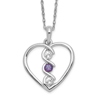 10kw Clear & Purple Topaz Heart of Inspiration w/2in ext Necklace